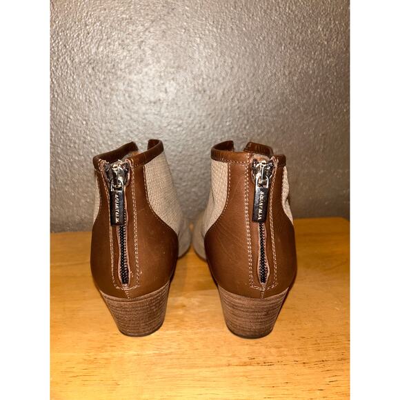 Aquatalia Marvin K Boho Hippie Stacked Heel Perforated Leather Ankle Boots - Picture 6 of 9